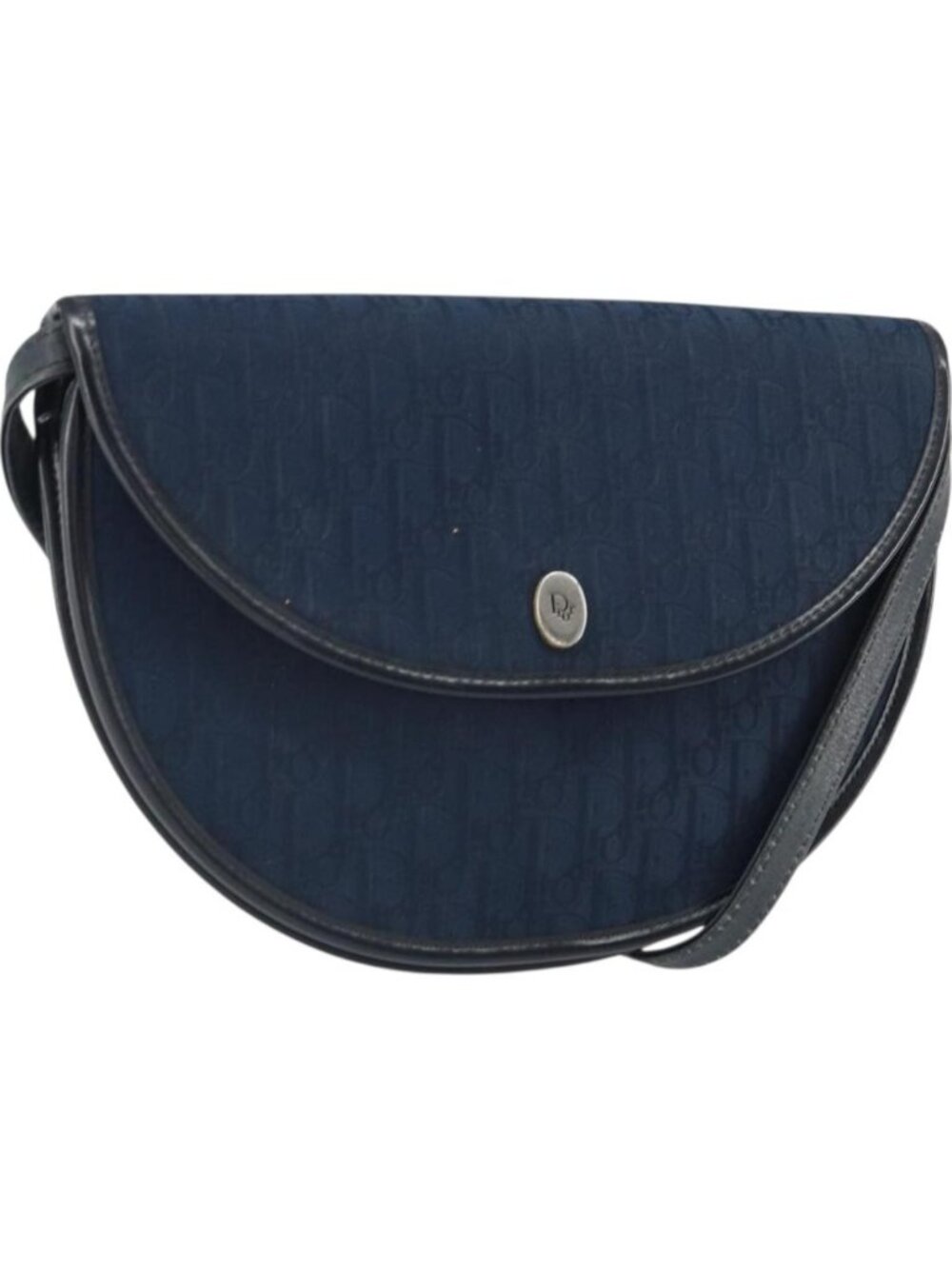 Christian Dior Trotter Canvas Shoulder Bag Navy Gold